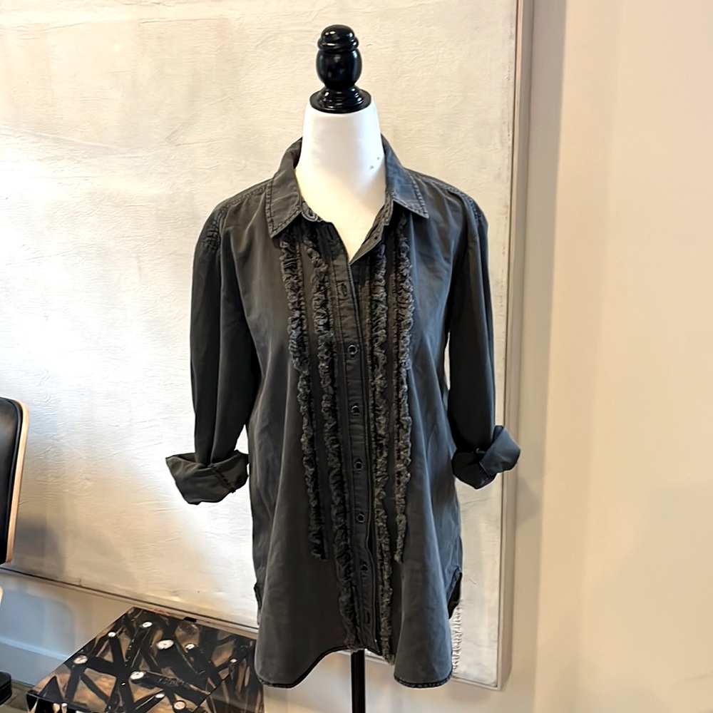 Anthropologie Pilcro Tux Style Shirt in Faded Black Small